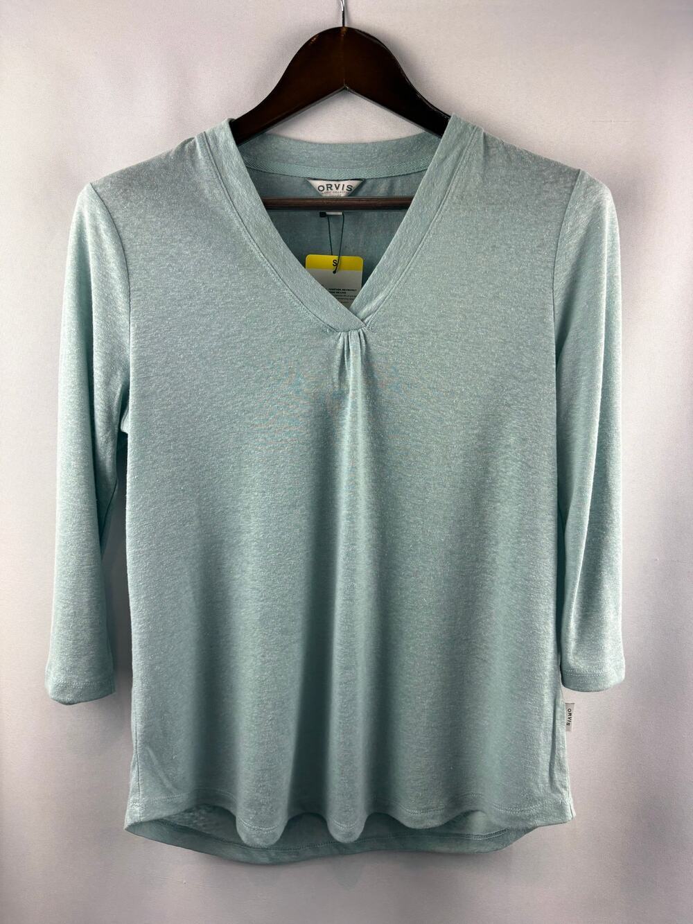 Women’s Orvis Small Pale Sea Blue V-Neck Shirt